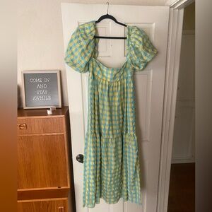Zara Blue and Yellow Maxi gingham style Dress